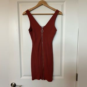 Iris zip up orange dress